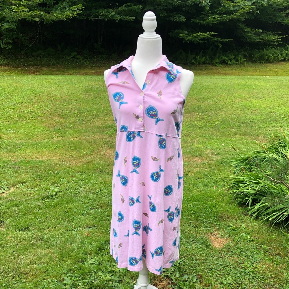 Vintage pink fish summer dress